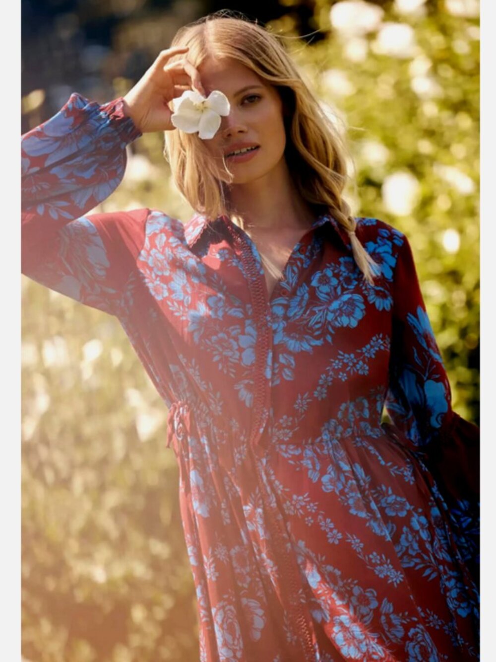 Anthropologie The Eleanora Printed Buttondown Shirt Dress Blue Floral M NWT - Picture 3 of 6